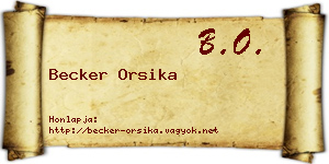 Becker Orsika névjegykártya